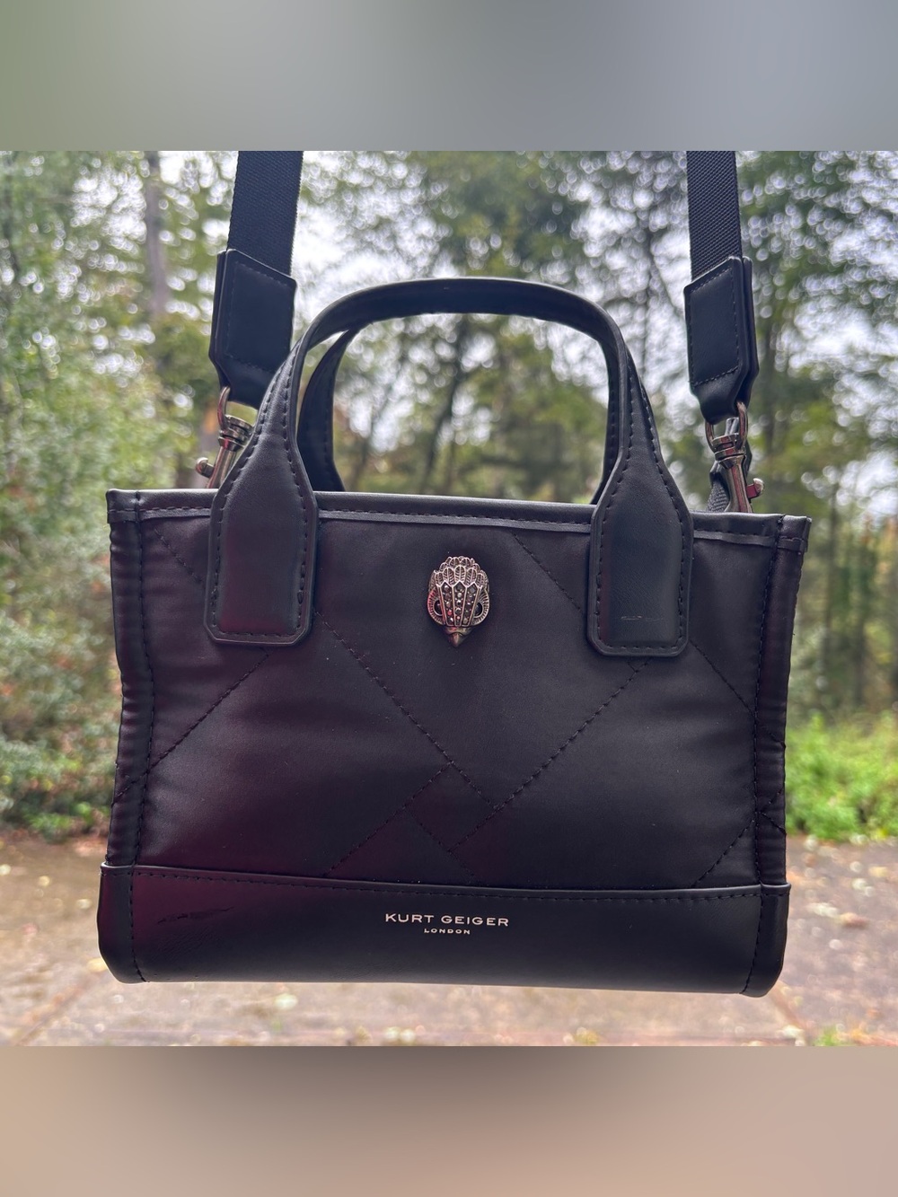 Kurt Geiger Black Quilted Mini Tote Bag